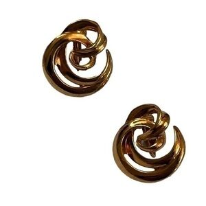 Vintage Spiral Earrings Clip On 70s Gold Tone Great Gift Authentic vintage